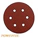 POWERTEC 120 Grit, 25 PK, 6 Inch Sanding Discs – Hook and Loop, 6-Hole Aluminum Oxide Orbital Sander Pads, Woodworking & Paint Round Sandpaper for Random Orbital, Air, Pneumatic & DA Sanders (45212)