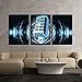 wall26 - 3 Piece Canvas Wall Art - Vintage microphone on the abstract background - Modern Home Decor Stretched and Framed Ready to Hang - 24
