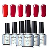 Wine Red UV LED Nail Polish Gel 6pcs Soak Off Nail Art Kit Goregous Manicure Lacquer Varnish Gift Set FairyGlo 10ml 001