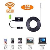 Smartphone WIFI Endoscope Inspection Camera Adapter, JimiTek 2.0MegaPixel HD Waterproof WIFI Inspection Borescope Tube Camera Extension for IOS/Android/IPhone/ IPad ( 5M Semi-rigid Shape-memory Cable)