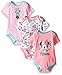 Disney Baby Minnie Mouse 3 Pack Bodysuits, Multi/Light Pink, 3/6 Months