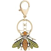 ARFUKA Keychain Bee Pendant Keychain Rhinestone Crystal Insect Keyring Car Key Chain Key Holder Handbag Purse Charm, Gift Ideas for Her, Gift Exchange Ideas