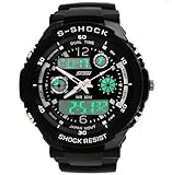 Misskt 30m Water-proof Boys Girls Sport Digital Led Watch with Alarm Stopwatch Children Watch black