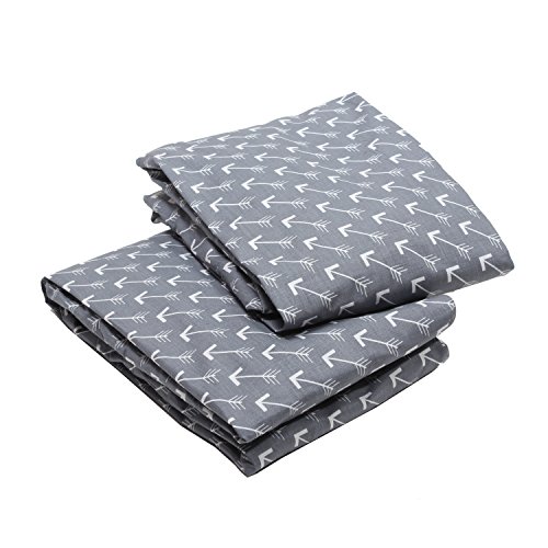 Bacati Playful Fox Arrows 2 Piece Crib Fitted Sheet, Grey