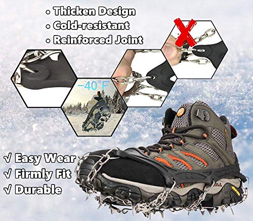 Uelfbaby Crampons Ice Snow Grips Traction Cleats System Safe Protect for Walking, Jogging, or Hiking on Snow and Ice