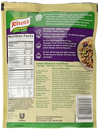 Knorr Selects Pasta Side Dish, Lemon & Asparagus with Cavatappi Pasta, 3.4 oz, Pack of 8