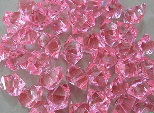 Demoon- Rocks-Acrylic Clear Colored Ice Rock Cubes 300g/bag, Vase Filler or Table Decorating Idea (pink)