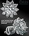 Stud Earrings - Sterling Silver Stud Earrings S925 - CZ Round Crystal Cubic Zirconia Stud Earrings - Rhodium Plated Screw Back Earrings for Women Fashion - Hypoallergenic 10 PRONG! 11 STONES!