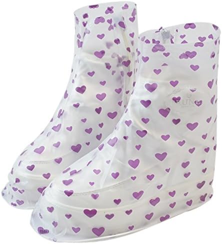 Unisex Anti-slip Thicken Rain Boot Overshoes Reusable Waterproof Shoe Covers Purple US 7-7.5