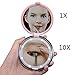 Compact Makeup Mirror,FushoP Small Makeup Mirror 1x/10x Magnifying Mirror Led Mirror Portable Travel Makeup Mirror Lighted Magnified Mirror Hand Held Magnifying Mirror Folding(Pink)