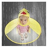 IdealPlast Cute Rain Coat UFO Children Umbrella Hat Magical Hands Free Raincoat (Yellow Dark, S)