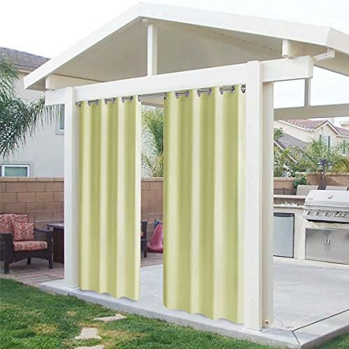 UniEco Outdoor Curtains, Yellow, Balcony Curtains with Eyelets, for Porch Patio, Curtain Waterproof Mildew Resistant, 6 Piece (132 * 235cm)