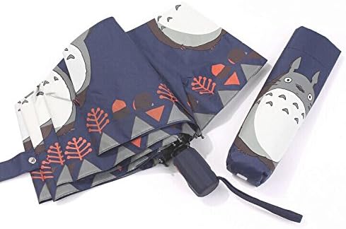 My Neighbor Totoro Lovely Automatic Clear Umbrella Telescopic umbrella UV Protection Daily Use (Navy Blue)