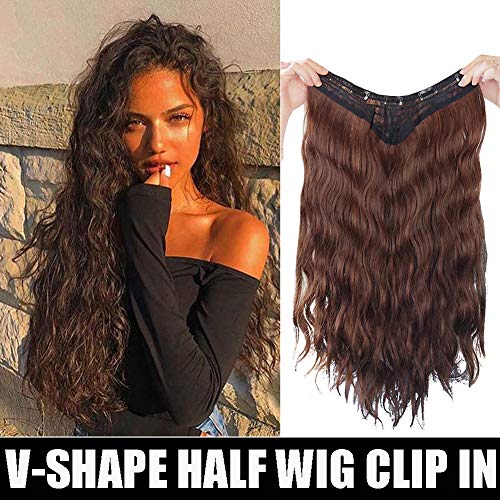 Amazon Com V Shape Water Wavy Hair Extension One Piece Clip In 3