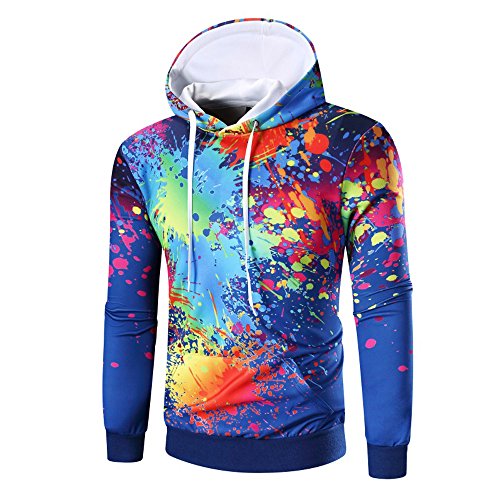 Dressin Men's 3D Print Hoodies, Fashion Pullover Sweaters Shirt for Men Hooded Jacket with Pocket
