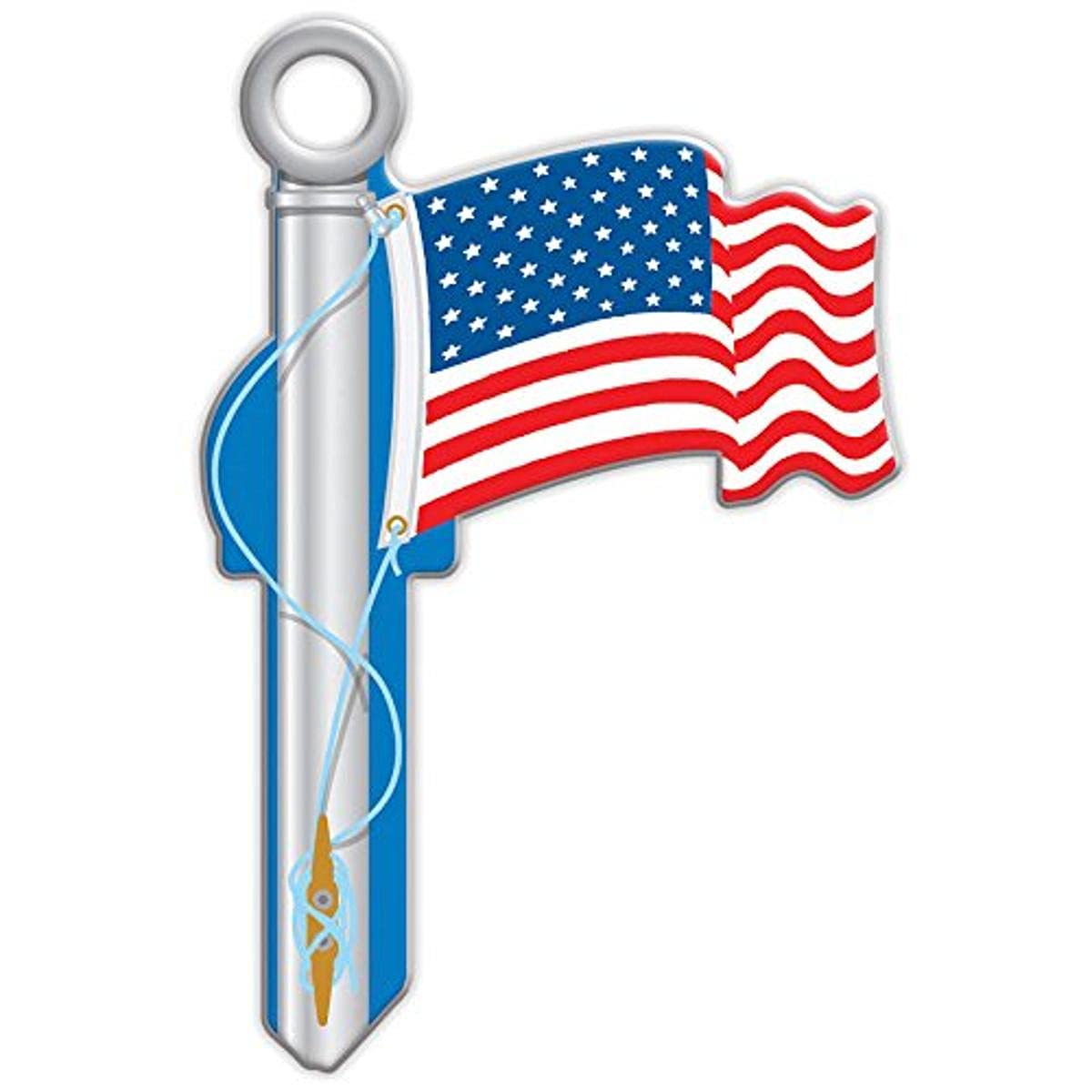 Lucky Line Key Shapes, AMERICAN FLAG, House Key Blank KW/11, 1 Key (B101K)