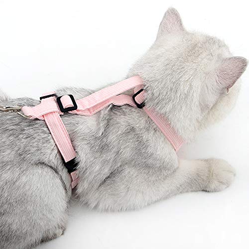 Kitten Harness and Leash Escape Proof for Walking Adjustable Neck Cat Collar Rabbits Puppy Kittens Soft Breathable Mesh Pet Vest (M, Pink)