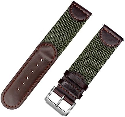 Men's Calfskin Leather and Nylon NATO Watch Strap Swiss-Army Style Watch Band …