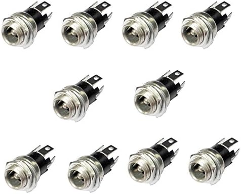 SINNRY 10 Pcs 3 Terminals DC Power Jack Socket Female Panel Mount Connector (5.5mmx2.5mm)
