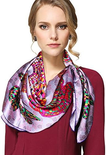 Lean In 100% Mulberry Silk Art Collection Crepe Satin Plain Surface Women Square Scarf - 2017 best gift in USA