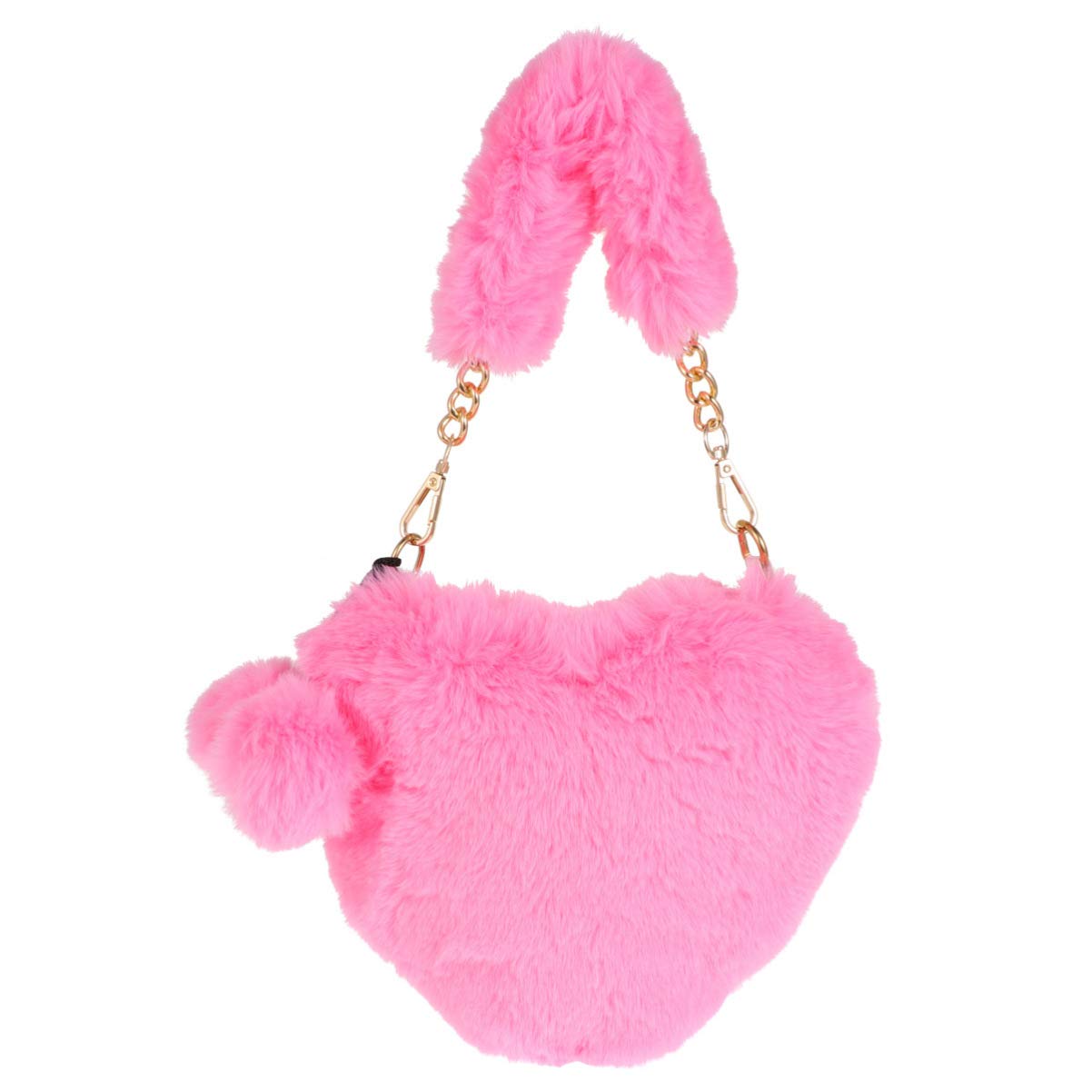 VALICLUD Shoulder Bag Faux Fur Purse Heart Shaped Purse Furry Clutch Fluffy Handbag for Women