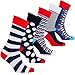 socks n socks-Men's 5-pair Luxury Fun Cool Cotton Colorful Mix Socks Gift Box