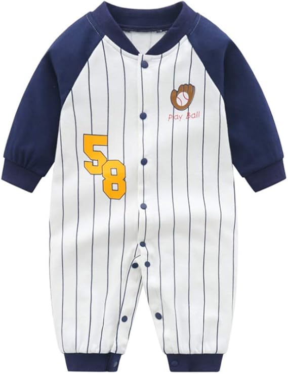 Amazon Co Jp Yuie 男の子 ベビー服 カバーオール 新生児肌着 ロンパース 野球 春 秋 冬 長袖 ジャンプスーツ 前開き 赤ちゃん ロンパースジャンプスーツ 撮影 出産祝い 子供服 服 ファッション小物