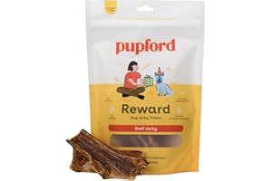 Pupford Beef Jerky Treats for Dogs for Large & Small Dogs of All Ages | Made in USA, 100% Real Meat & No Fillers | Dogs Love These Tasty Dog Snacks (Beef 8 oz)