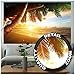 Poster – Beach Sunset – Picture Decoration Caribbean Sea Palm Tree Nature Summer Sun Ocean Vacation Dream Island Orange Dusk Image Photo Decor Wall Mural (55x39.4in - 140x100cm)