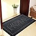 Indoor Outdoor Welcome Mat Set of 2, 29.5 x 17in Front Door Mat, Ribbed Floor Mat with Rubber Backing, Indoor Outdoor Rug in Home & Welcome Design, All Weather Rugs for Entryway, Kitchen Rugs and Mats