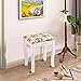 Giantex Vanity Stool Wood Dressing Padded Chair Makeup Piano Seat Make Up Bench w/Rose Cushion (White)