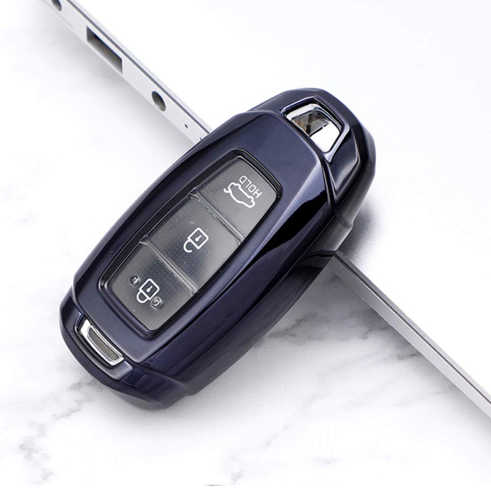 ontto for Hyundai Car Key Cover Premium Soft TPU Silicone Key Fob Cover Holder Protector for 2017-2019 Hyundai Veloster Kona Azera 2019 Hyundai Santa FE i30 ix35 3 Button Keyring Remote Key Fob