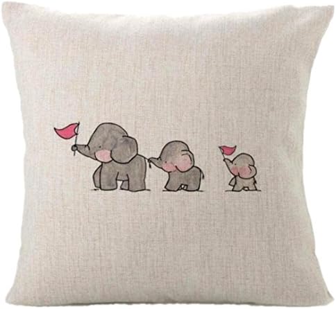 Lowprofile Cute Animal Three Baby Elephants Print Pillow Home Decor Cushion Cover Throw Pillow Covers 45 X 45 (Gray)