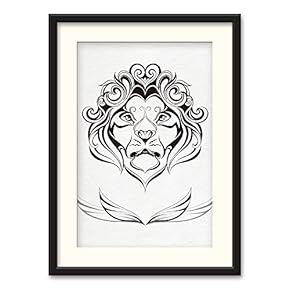 Black Paper Framed Canvas Wall Art for Living Room, Bedroom Black and White Beasts Canvas Prints for Home Decoration Ready to Hanging - 23x31 inches