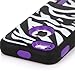 iPhone 5C Case, E LV iPhone 5C case - heavy Duty Rugged Dual Layer Hybrid Armor Defender Case Cover for iPhone 5C with 1 Screen Protector, 1 Black Stylus and 1 Microfiber - ZEBRA PURPLE