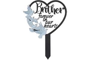 HPMAISON 11 inch Metal Brother Memorial Stake Grave Decorations for Cemetery Gravesite Sympathy Markers Waterproof Memorial Gifts for Loss of Brother Tombstones Plaque Outdoors Lawn Yard Decor