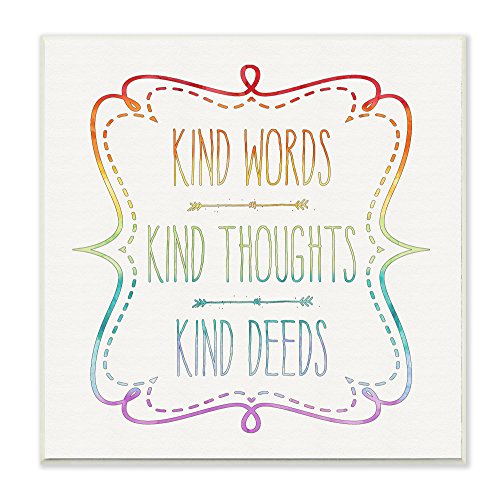Stupell Home Dcor Kind Words Thoughts and Deeds Wall Plaque Art, 12 x 0.5 x 12, Proudly Made in USA