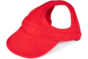 Leconpet Dog Baseball Cap Pet Hats with Big Ear Holes, Adjustable Baseball Caps for Small Medium and Large Dogs, Comfortable Pet Sun Hat with Adjustable Strap for Dogs and Cats (Red, Small)
