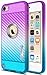 NageBee iPod Touch 7 Case, iPod Touch 5/6 Case with Tempered Glass Screen Protector, Frost Clear [Carbon Fiber] Ultra Slim Soft TPU Cover Case for iPod Touch 7th/6th/5th Generation -Purple/Blue