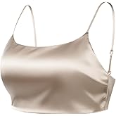 FEELITS Women's Mulberry Silk Tank Top - 22 Momme Silk Crop Top with Adjustable Spaghetti Straps, Basic Cami Shirt