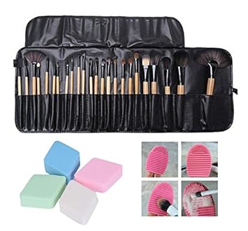 Lifestyle-You Makeup Brush Set with Carry Case, 4 Pieces Makeup Sponge and 1 Egg Brush Cleaning Tool