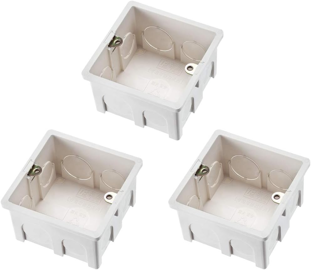 sourcing map Wall Switch Box Electrical Outlet Flush Mount 86 Type Single Gang White 3pcs, 86 Type 38mm Depth, 3pcs
