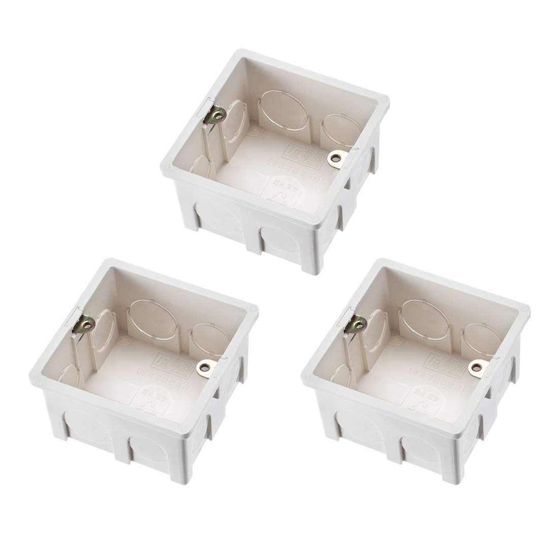 sourcing map Wall Switch Box Electrical Outlet Flush Mount 86 Type Single Gang White 3pcs