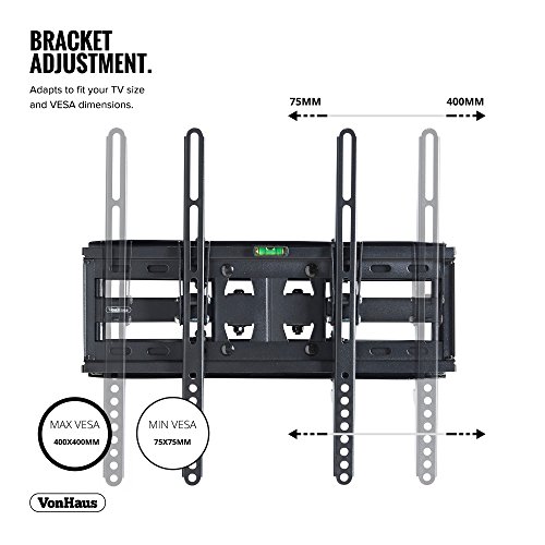 VonHaus-Double-Arm-Articulating-Cantilever-TV-Bracket-Wall-Mount-with-Tilt-for-23-56-LCD-LED-Plasma-Flat-Panels-Heavy-Gage-Reinforced-Steel-Strong-100lbs-Weight-Capacity