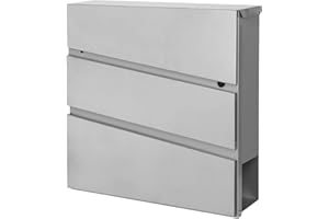 xhlokk Wall Mount Mailboxes for Outside, Key Lock Wall Mount Mailboxes, Stainless Steel Rust Resistant Large Capacity House Mailbox