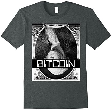 Mens Crypto Cryptocurrency Blockchain Bitcoin T-Shirt Large Dark Heather