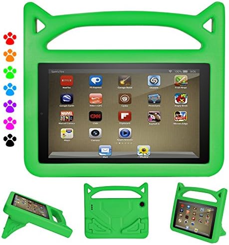 Lmaytech Cute Kids Case for Fire HD 8 - Lmaytech Light Weight Shock Proof Handle Friendly Convertible Stand Kids Case for Fire HD 8 inch Display Tablet (Fire HD 8 Case, green)