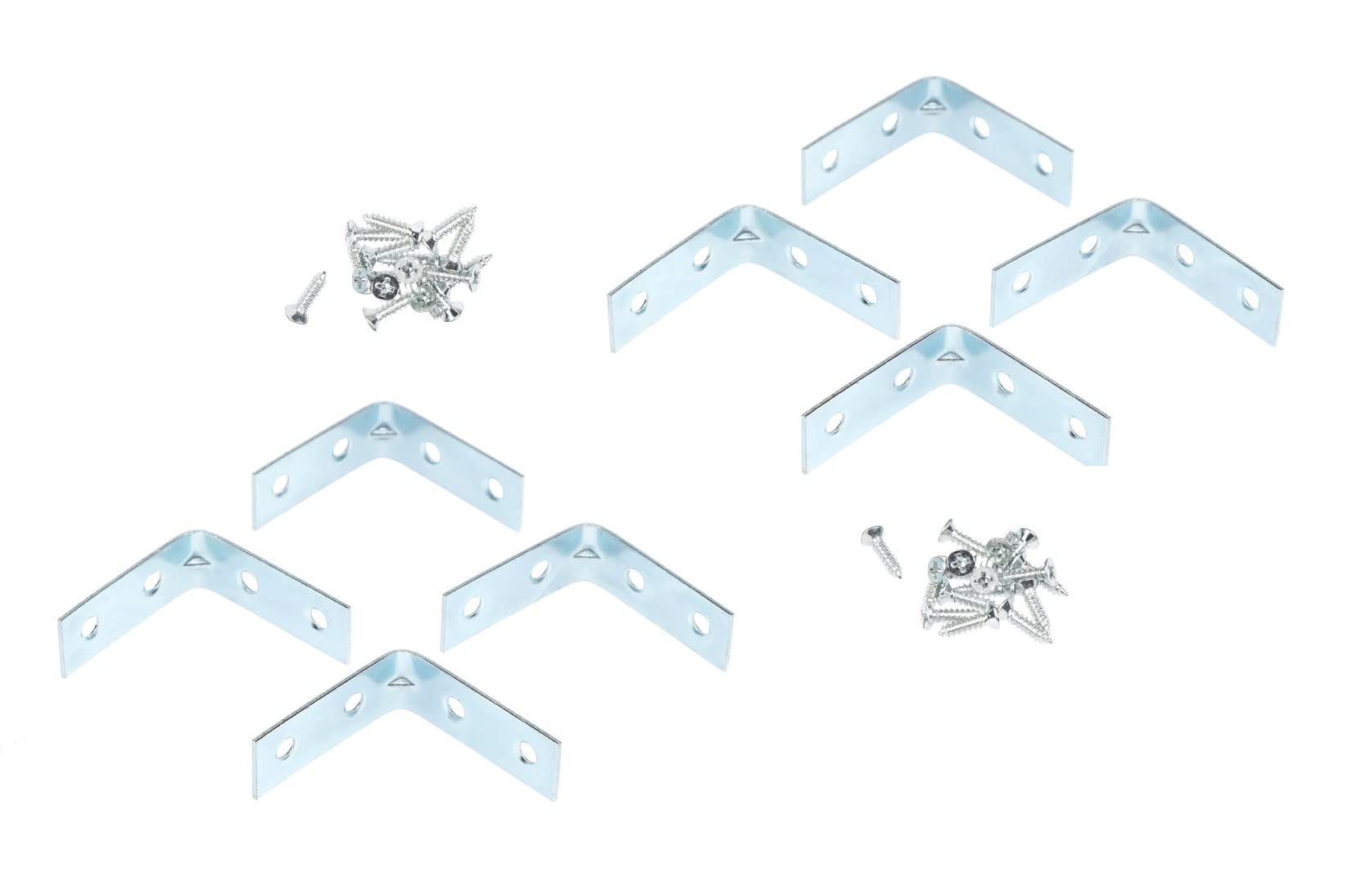 Invero Pack of 8 Metal Stainless Steel Corner Braces 90 Degree Joint Right Angle L Shaped Bracket Joiner 1.5-Inch - Ideal for Wooden Furniture, Cabinets, Shelves, Desks, Chairs and more
