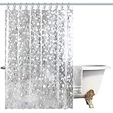 NTT Mold Mildew Resistant PEVA Shower Curtain Liner 72X72 Inches Water-Repellent & Antibacterial Home Hotel Apartment Windows Bathroom Decor Curtain Set Cobblestone Clear, Non Toxic, Odorless