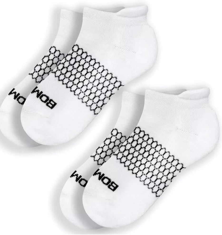 BOMBAS Women's Solids Ankle White Socks Medium (4 Pack)